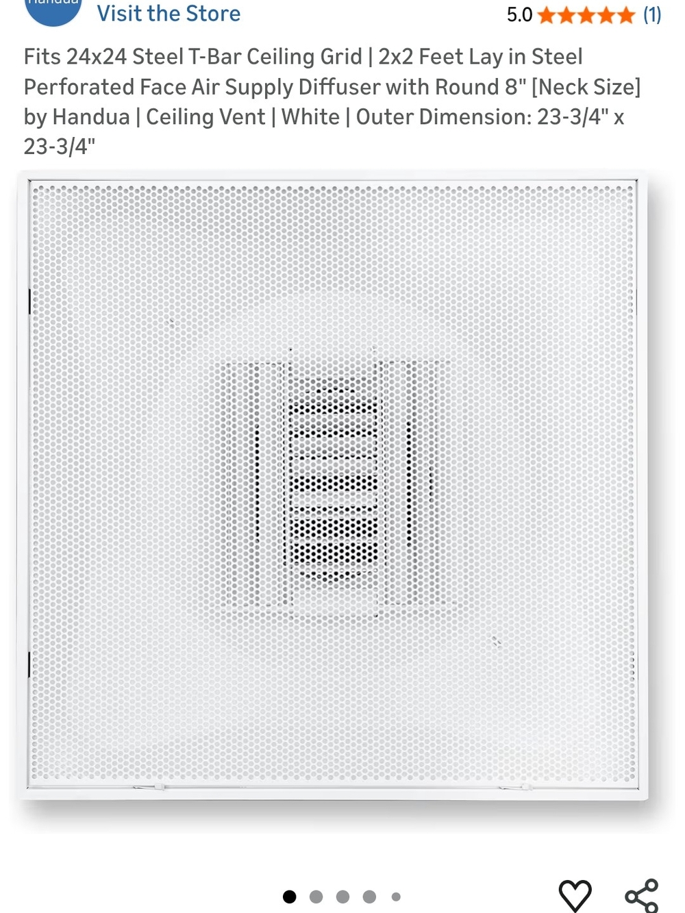 Perforated Steel Ceiling Air Supply Diffuser - White